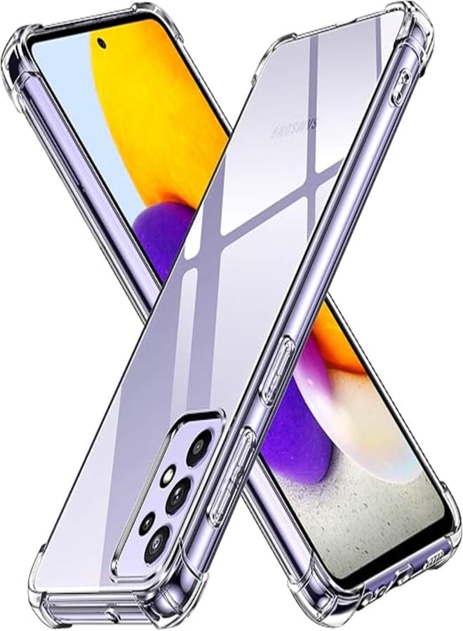 ivoler Clear Silicone Case for Samsung Galaxy A72 4G / 5G with Shockproof Protective Corners Thin Soft Transparent Protective Case Flexible TPU Transparent Mobile Phone Case Scratch-Resistant Cover